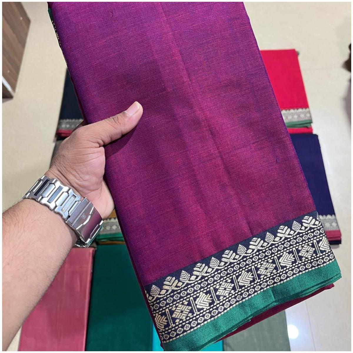 Magenta Pink Narayanpet Cotton Saree
