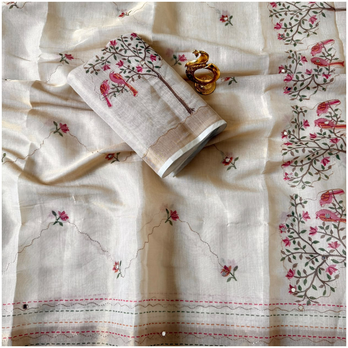 Off-White Work Erodi Zari Silk Saree