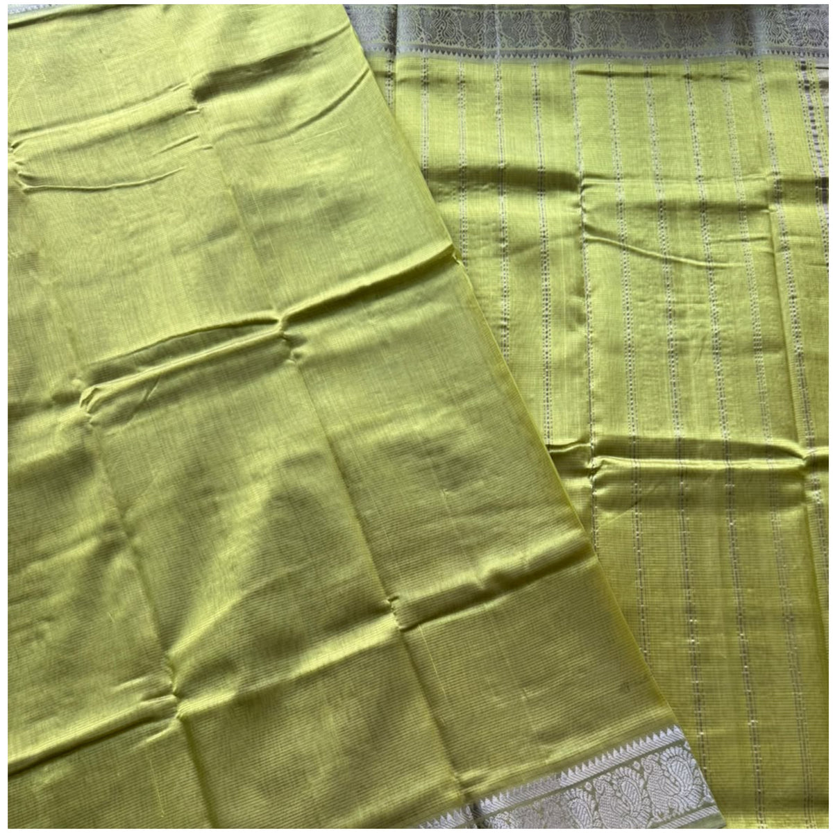Muted Green Mangalagiri Cotton Silk Saree