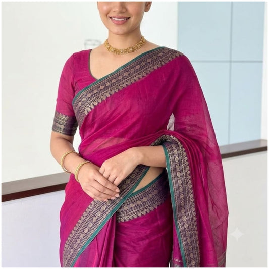 Magenta Pink Narayanpet Cotton Saree