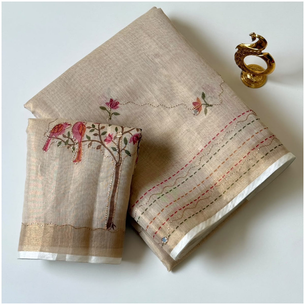 Off-White Work Erodi Zari Silk Saree