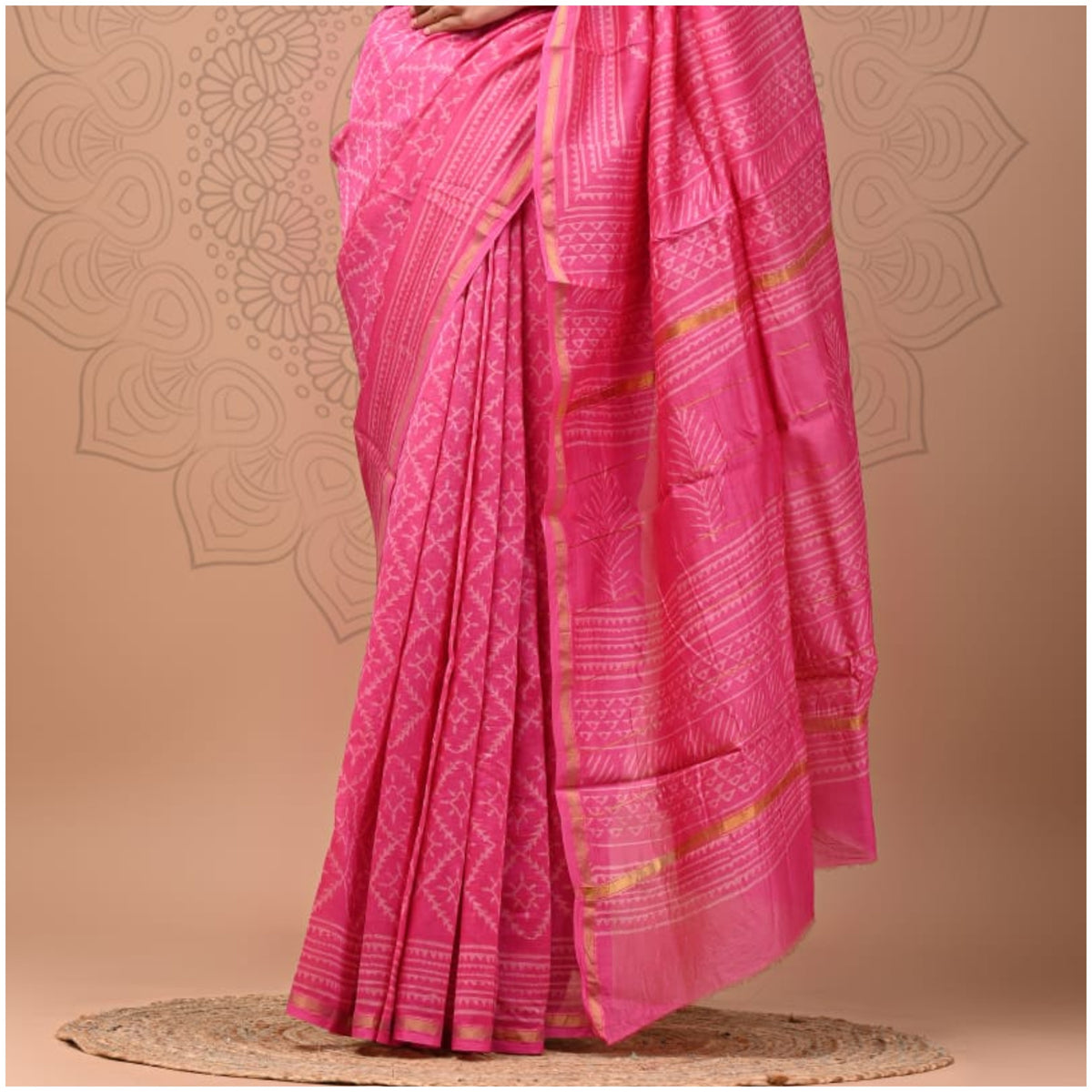 Pink Chanderi Silk Saree